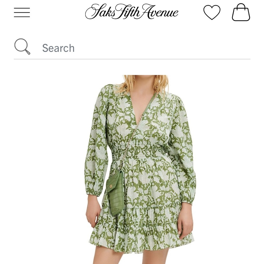 Maje Floral Smocked-Waist A-Line Minidress Sz 36